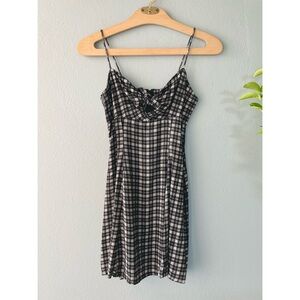 Jamie Brooke | 90s Black & Off-White Plaid Sleeveless Mini Dress Fit & Flare